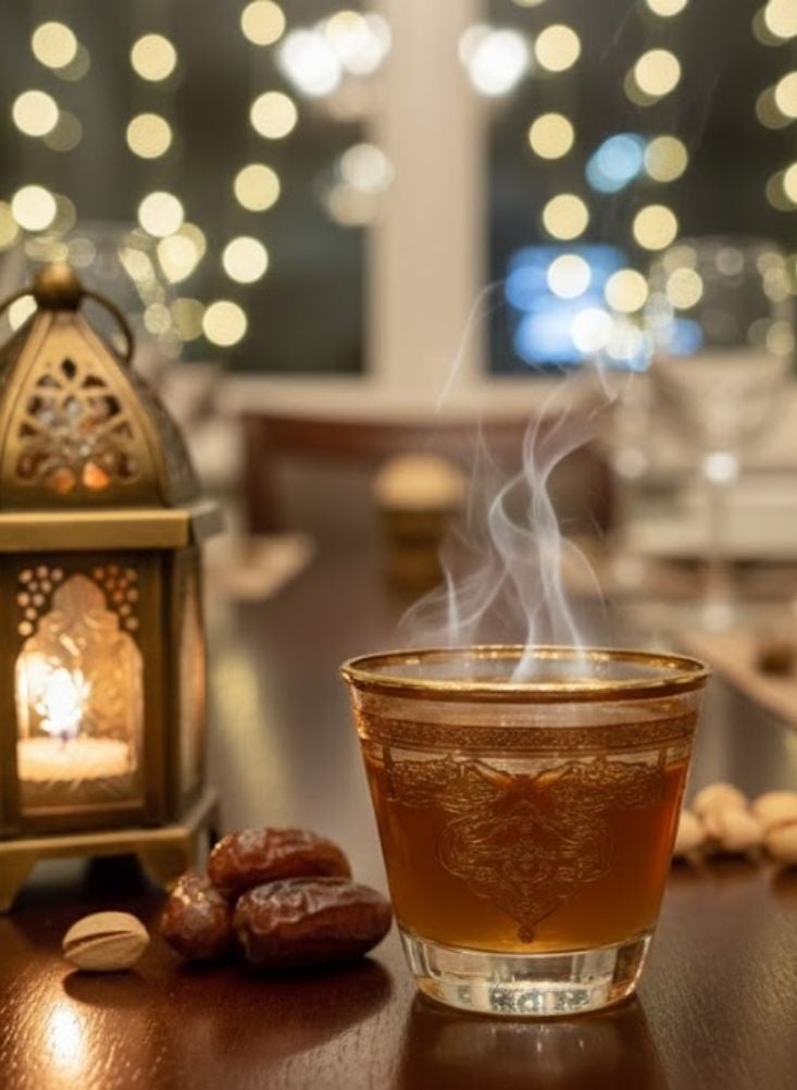 بريميم طقم أكواب شاي زجاجية مزخرفة بالذهب مكوّن من اثني عشر كوباً تقليدياً - Image 2